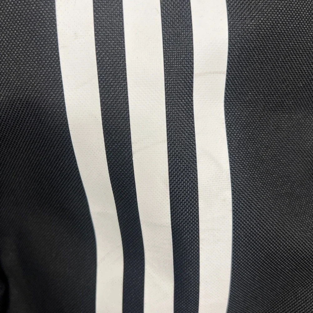 Adidas Black White 3-Stripe Striper Backpack School Gym Bag Recycled Polyester